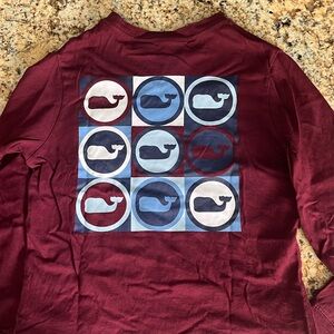 Vineyard vines Kids' Long Sleeve  Pocket T-Shirt. Boys Size 6. Burgundy.